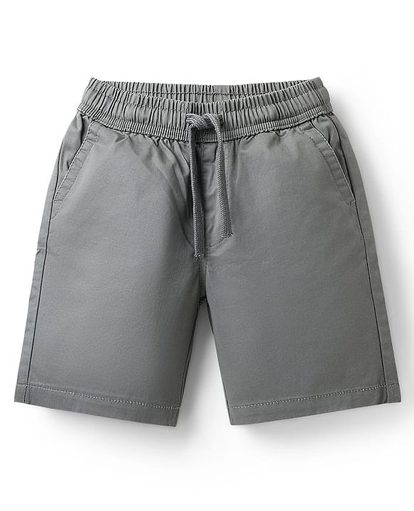 Pine Kids Cotton Woven Above Knee Length Solid Color Shorts - Grey