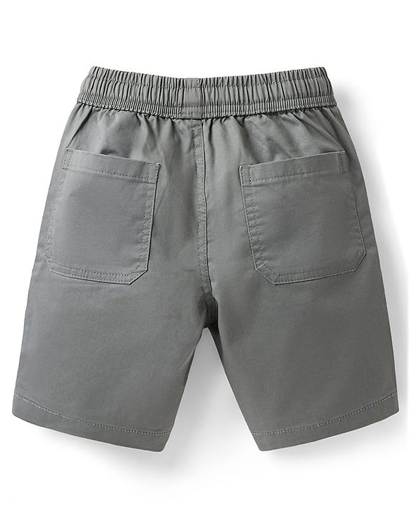 Pine Kids Cotton Woven Above Knee Length Solid Color Shorts - Grey