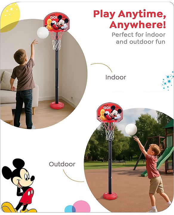 Disney Mickey Height Adjustable Shooting Basketball PlaySet for Kids|Play with Fun|Indoor and Outdoor Games for Kids