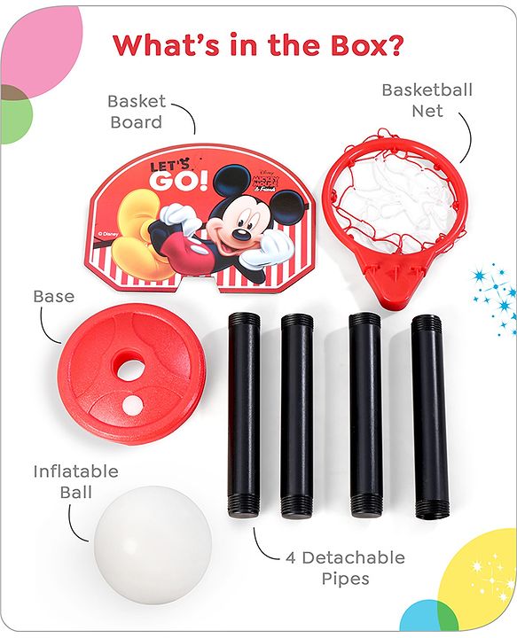 Disney Mickey Height Adjustable Shooting Basketball PlaySet for Kids|Play with Fun|Indoor and Outdoor Games for Kids