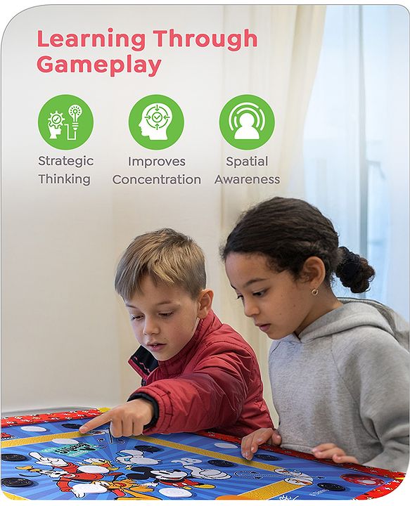 Babyhug Disney 2 in 1  Mickey Theme Carrom Board and Ludo|Multi Game - Family fun|20x20 inch|Carrom,Ludo|Compact for All Ages - Multicolor