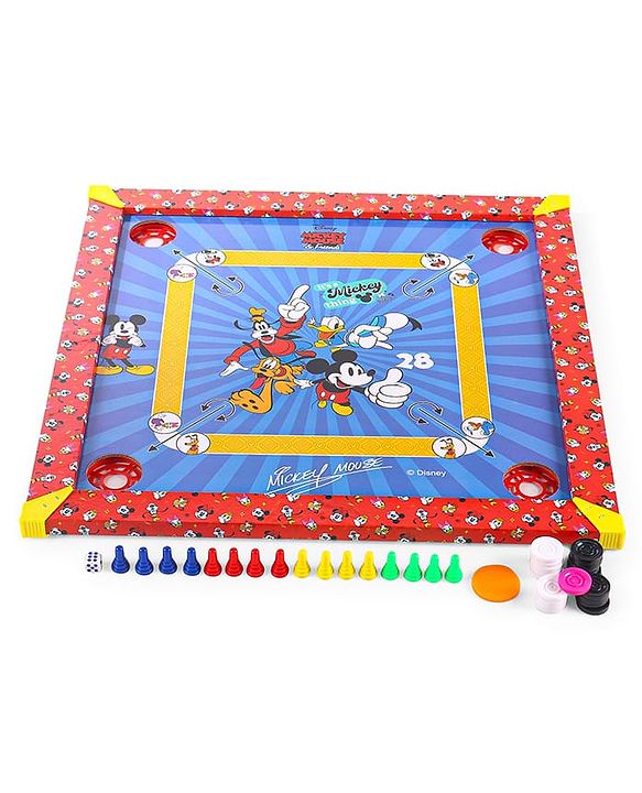 Babyhug Disney 2 in 1  Mickey Theme Carrom Board and Ludo|Multi Game - Family fun|20x20 inch|Carrom,Ludo|Compact for All Ages - Multicolor