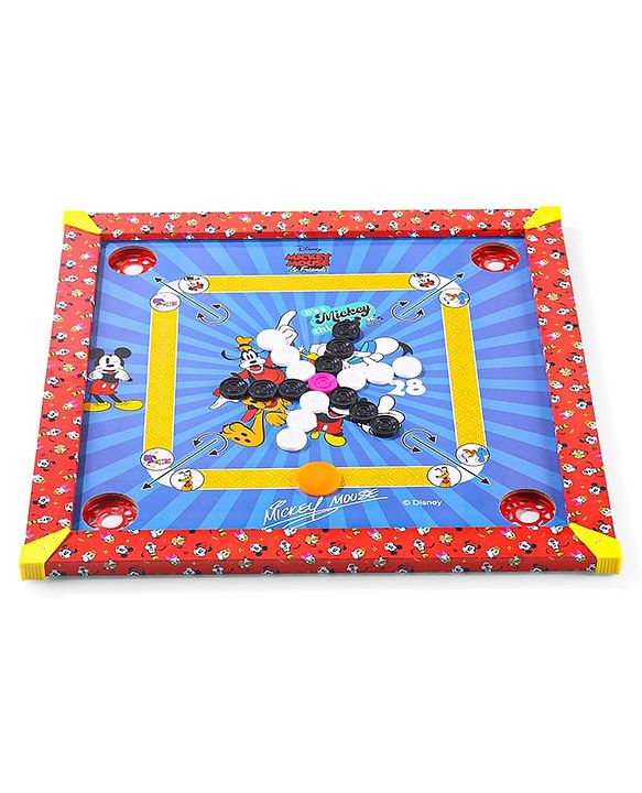 Babyhug Disney 2 in 1  Mickey Theme Carrom Board and Ludo|Multi Game - Family fun|20x20 inch|Carrom,Ludo|Compact for All Ages - Multicolor