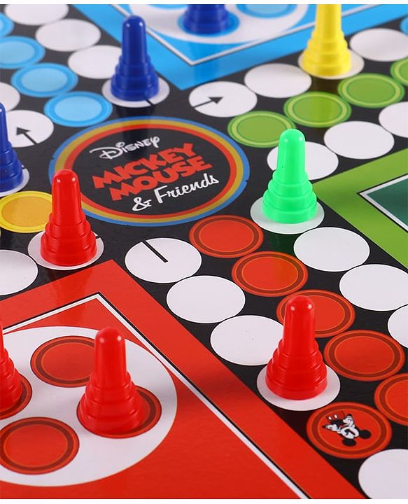 Babyhug Disney 2 in 1  Mickey Theme Carrom Board and Ludo|Multi Game - Family fun|20x20 inch|Carrom,Ludo|Compact for All Ages - Multicolor