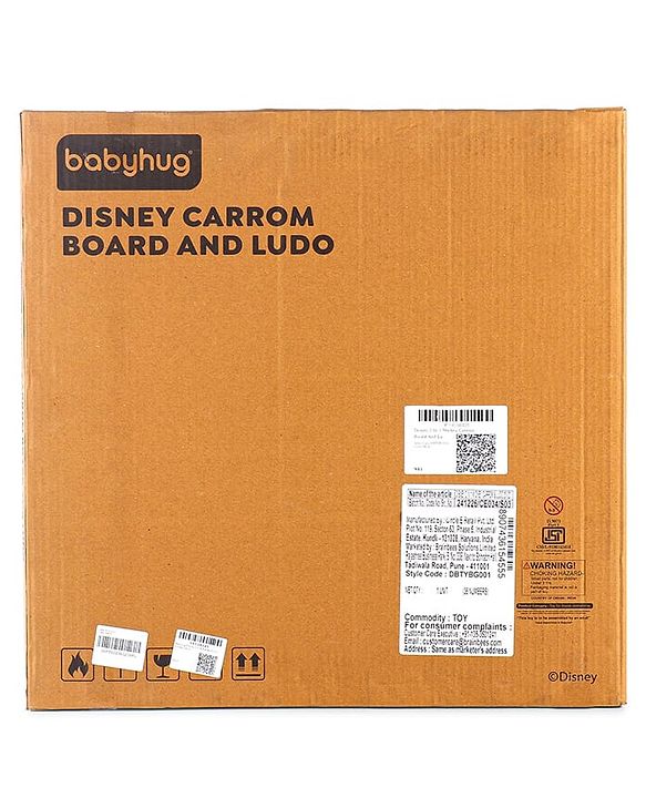 Babyhug Disney 2 in 1  Mickey Theme Carrom Board and Ludo|Multi Game - Family fun|20x20 inch|Carrom,Ludo|Compact for All Ages - Multicolor