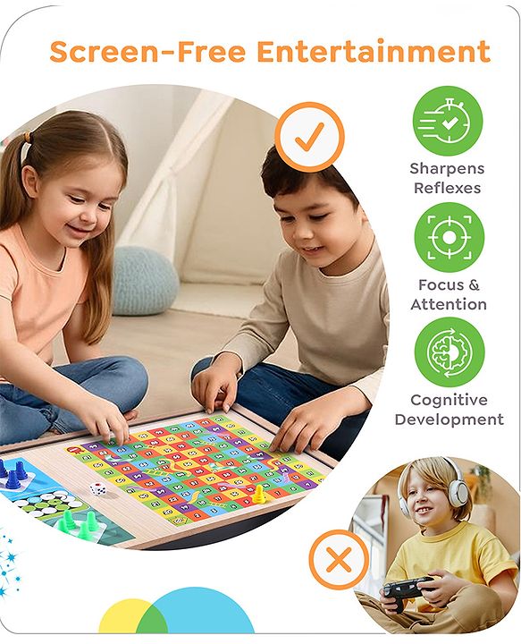 Babyhug Disney Mickey & Friends Theme 3 in 1 Fastest Finger Game |Improves Hand eye Co-ordination| Learning and Educational Toy| Family Board Game with Sling Puck Board,Ludo Snake & Ladder|Indoor Toys & Games for Kids.