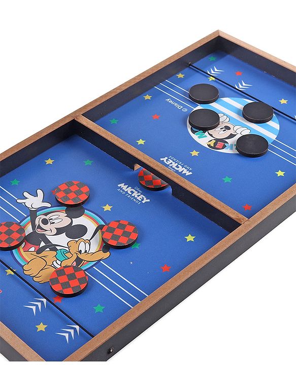 Babyhug Disney Mickey & Friends Theme 3 in 1 Fastest Finger Game |Improves Hand eye Co-ordination| Learning and Educational Toy| Family Board Game with Sling Puck Board,Ludo Snake & Ladder|Indoor Toys & Games for Kids.