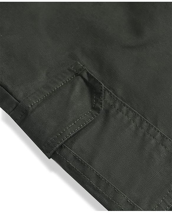 Pine Kids Cotton Elastane Woven Above Knee Length Solid Color Shorts - Olive Green