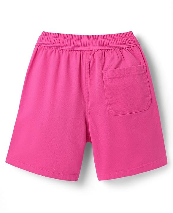 Pine Kids Cotton Elastane Woven Above Knee Length Solid Shorts - Dark Pink