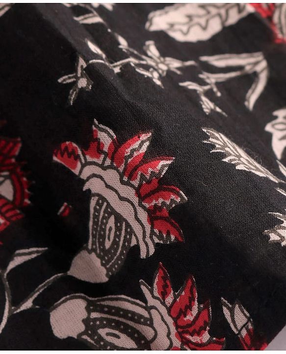 Pine Kids Cotton Woven Full Sleeves Kurta with Floral Print - Black