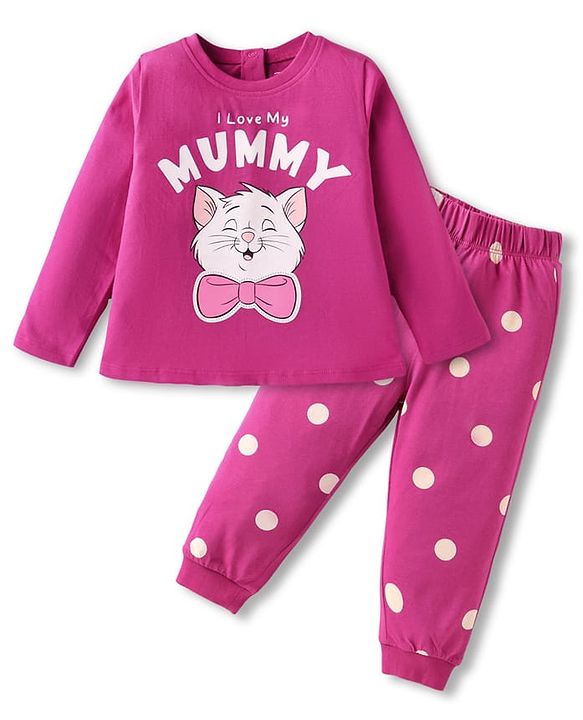 Babyhug Cotton Knit Single Jersey Full Sleeves Night Suit With Dino Print - Blue main image 0