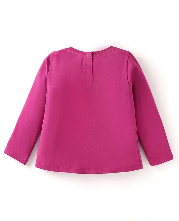 Babyhug Disney Single Jersey Knit Full Sleeves Night Suit with Aristocats Marie Print - Dark Pink
