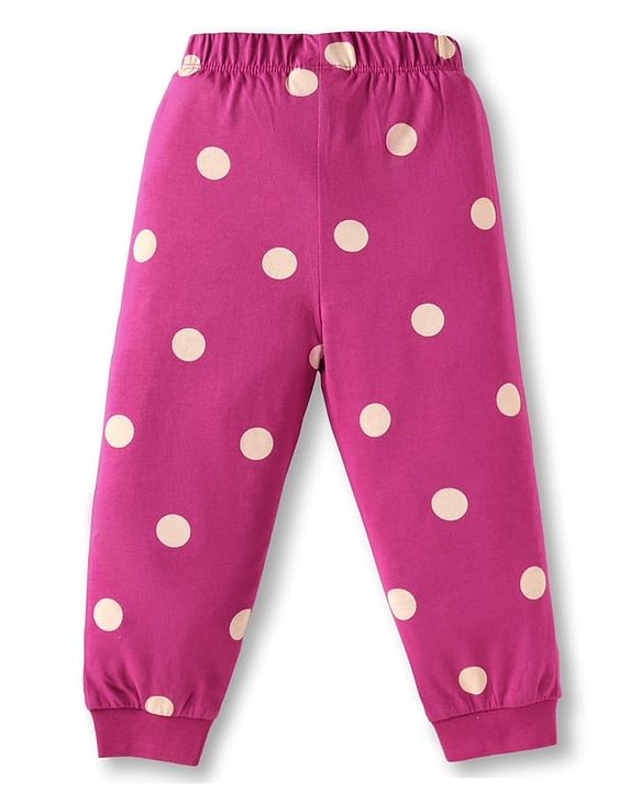Babyhug Disney Single Jersey Knit Full Sleeves Night Suit with Aristocats Marie Print - Dark Pink