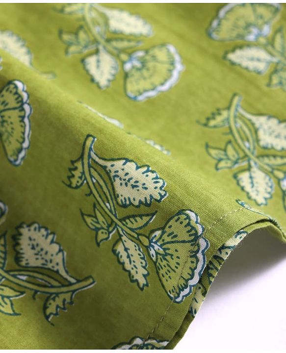 Pine Kids Cotton Woven Full Sleeves Floral Printed Kurta - Olive Green