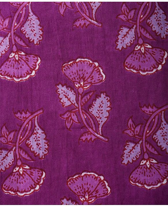 Pine Kids Cotton Woven Full Sleeves Kurta Pajama Set With Floral Printed Jacket- Purple
