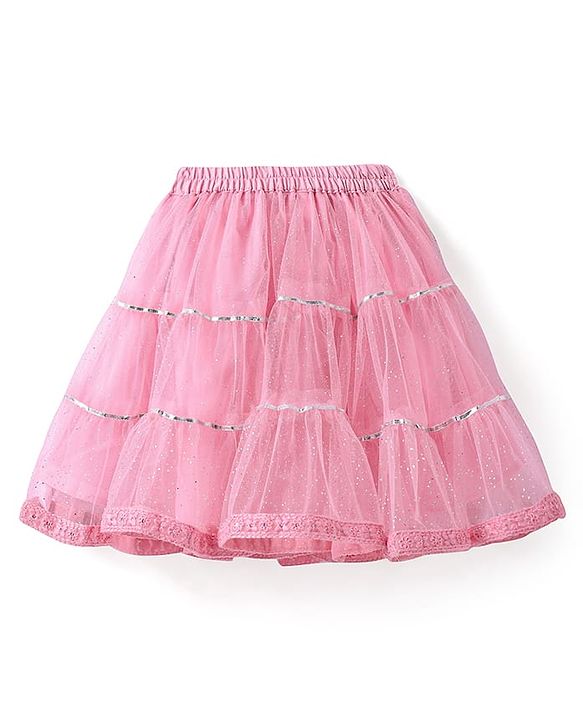Babyhug  Sleeveless Net Embroidered Lehenga Choli and Dupatta Set- Pink