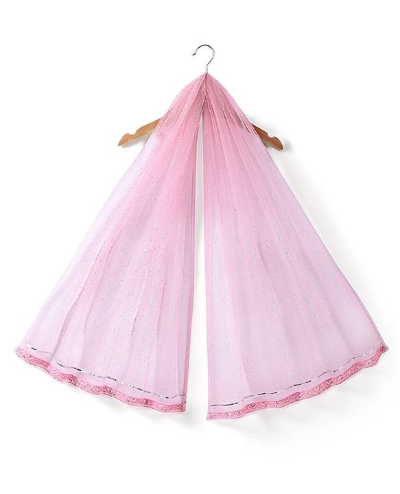 Babyhug  Sleeveless Net Embroidered Lehenga Choli and Dupatta Set- Pink