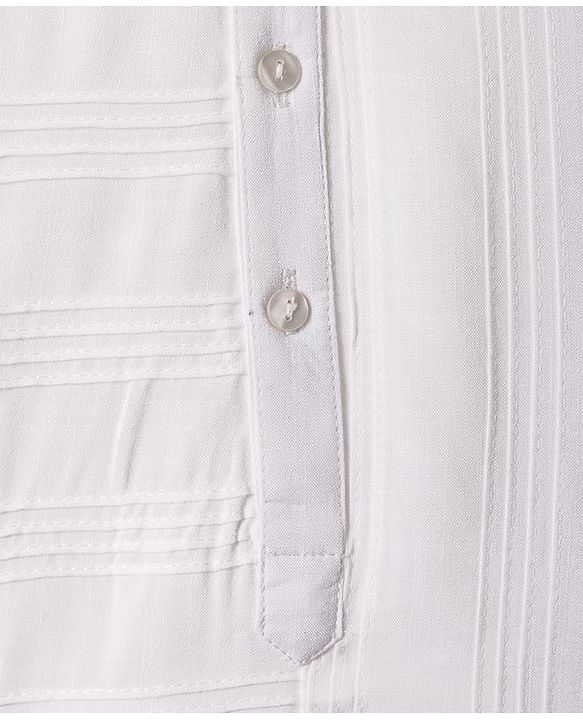 Babyhug Cotton Woven Full Sleeves Solid Self  Embroidered Kurta Pyjama Set - White