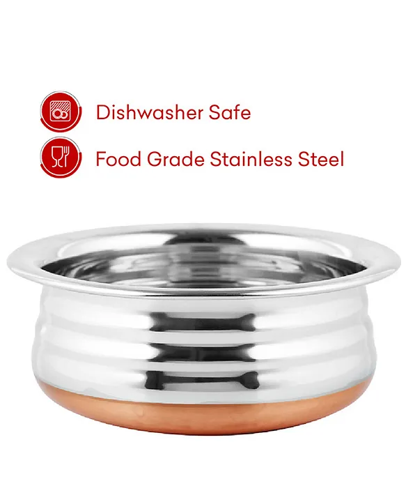 Omega Stainless Steel Copper Bottom Oster Set - 2Pcs (Kadai - 1.8L