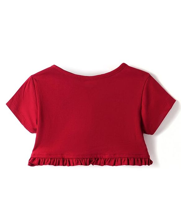 Babyhug Cotton Woven Half Sleeves Shrug with Floral Embroidered Frock - Red & Blue