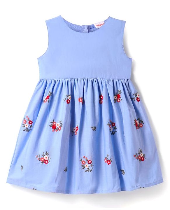 Babyhug Cotton Woven Half Sleeves Shrug with Floral Embroidered Frock - Red & Blue
