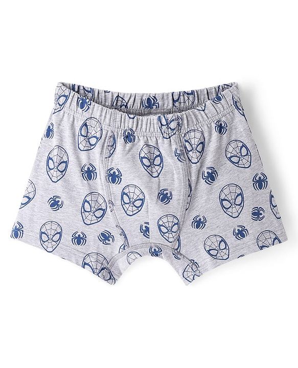 Pine Kids Marvel Lycra Knit Trunks With Spider Man Print Pack Of 3 - Red Grey & Blue