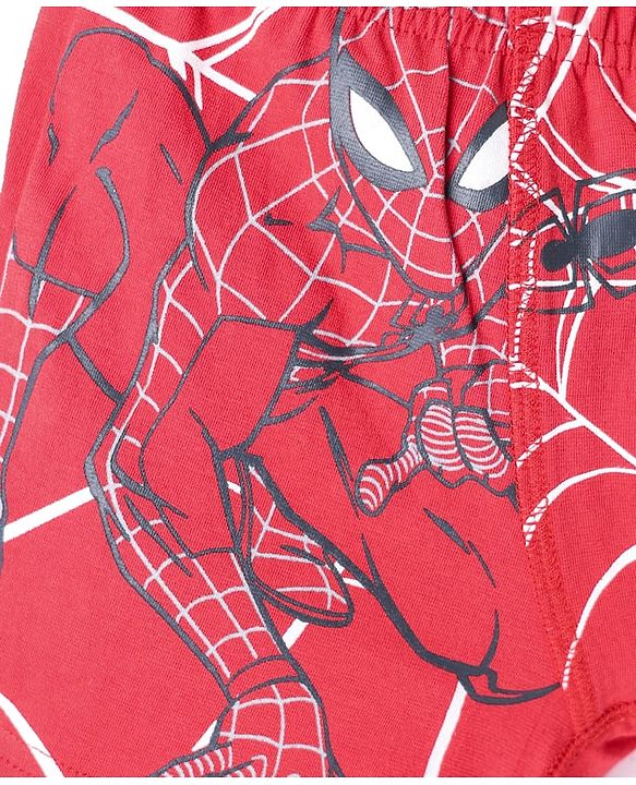 Pine Kids Marvel Lycra Knit Trunks With Spider Man Print Pack Of 3 - Red Grey & Blue