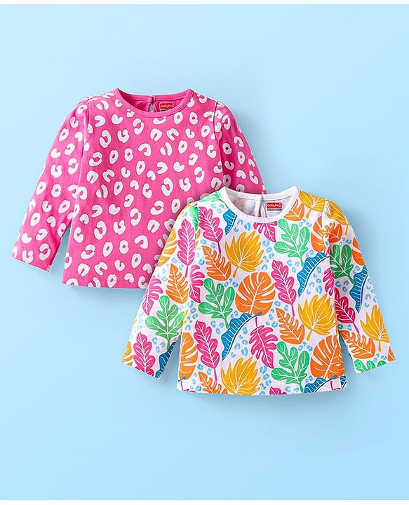 Babyhug Cotton Knit Full Sleeves Floral Print T-Shirt - Pink main image 0
