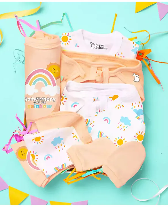 SuperBottoms Newborn Gift Set 11 Pcs Clothing Hamper Gift Set for Newborn  Peach