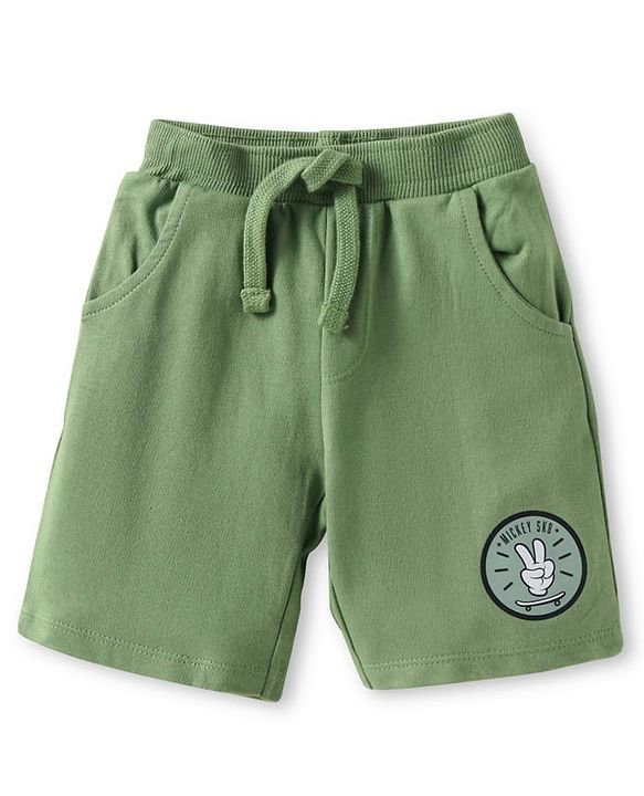 Babyhug Disney Single Jersey Knit Half Sleeves T-Shirt & Shorts Set With Mickey Mouse Graphics - Green