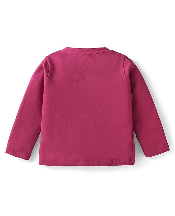 Babyhug Cotton Knit Full Sleeves Night Suit with Unicorn & Heart Print - Dark Pink