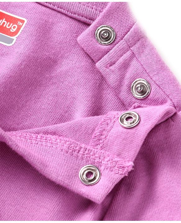 Babyhug Cotton Knit Full Sleeves Night Suit with Giraffe & Heart Print - Lilac