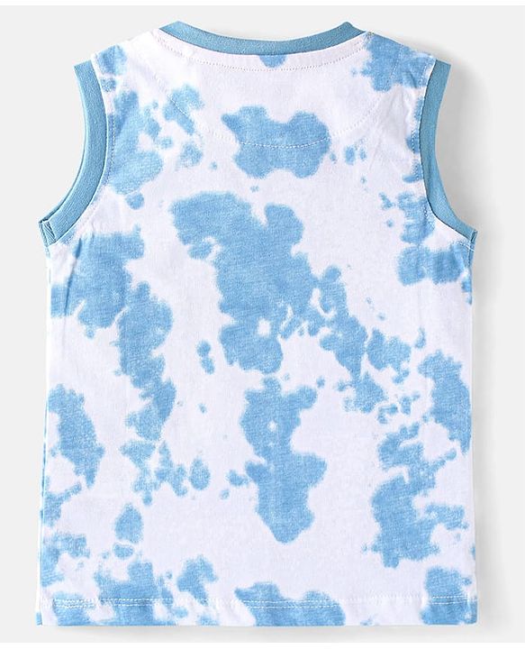 Babyhug Cotton Knit Sleeveless T-Shirt with Lion Graphics - White