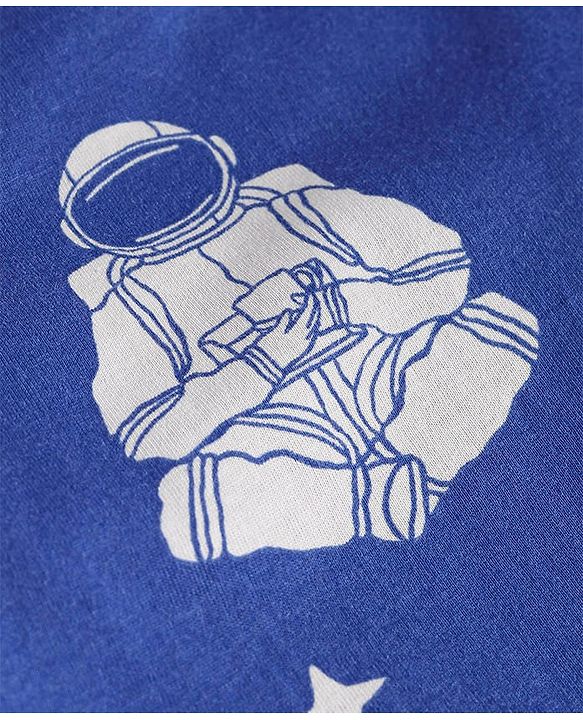 Pine Kids Single Jersey Knit Half Sleeves Night Suit with Astronaut Print - Blue