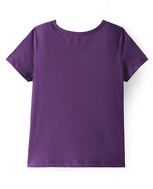 Pine Kids Single Jersey Knit Half Sleeves Night Suit with Strawberry Print - Purple