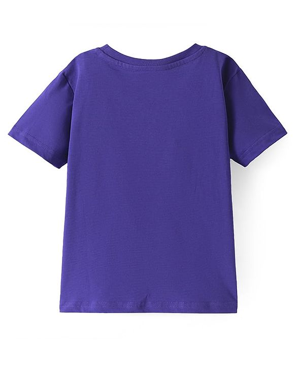 Pine Kids Single Jersey Knit Half Sleeves Night Suit with Text Print - Violet