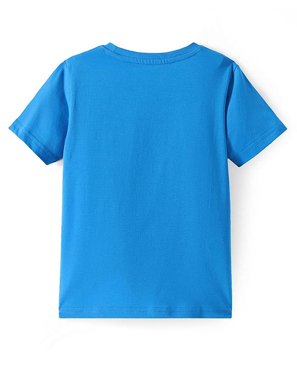Pine Kids Single Jersey Knit Half Sleeves Night Suit with Football Print - Blue