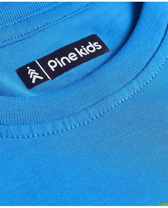 Pine Kids Single Jersey Knit Half Sleeves Night Suit with Football Print - Blue