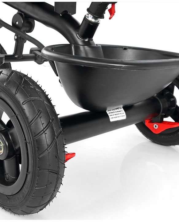 Babyhug Hermes Glider Plug & Play Trike with 360° Rotatable Seat & Parental Handle with Canopy Rubber Wheels & Storage Baskets with Bell - Black