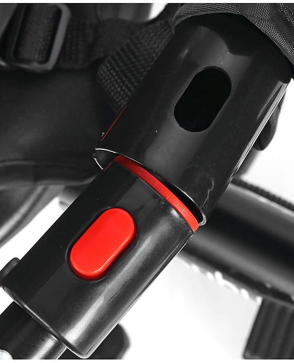 Babyhug Hermes Glider Plug & Play Trike with 360° Rotatable Seat & Parental Handle with Canopy Rubber Wheels & Storage Baskets with Bell - Black