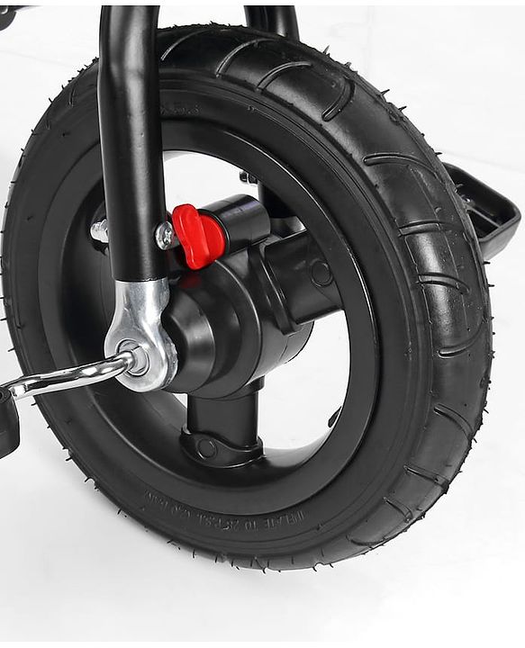 Babyhug Hermes Glider Plug & Play Trike with 360° Rotatable Seat & Parental Handle with Canopy Rubber Wheels & Storage Baskets with Bell - Black