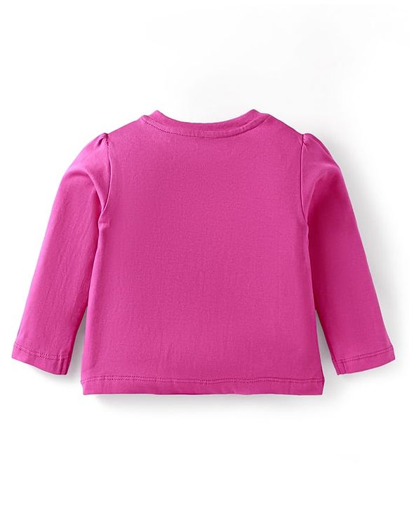 Babyhug Cotton Knit Full Sleeves Night Suit With Butterfly & Text Print - Pink