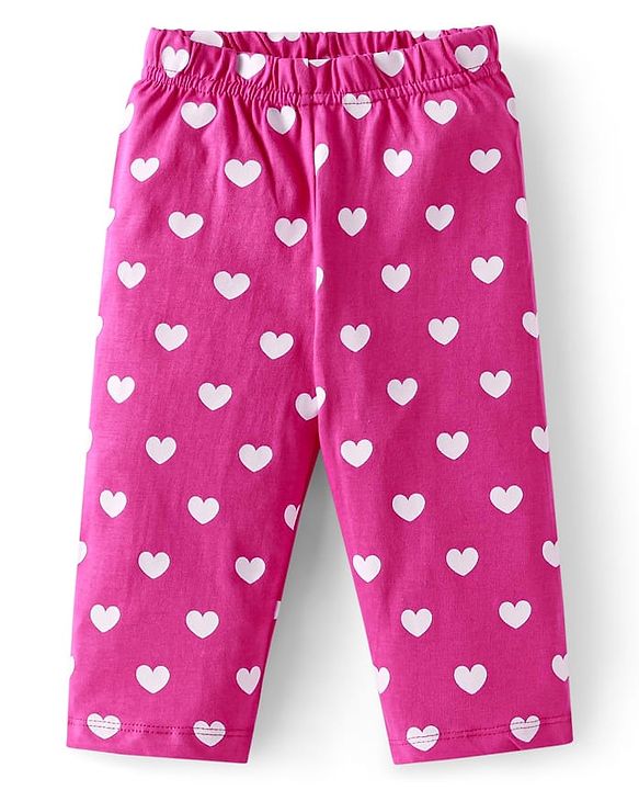 Babyhug Cotton Knit Full Sleeves Night Suit With Butterfly & Text Print - Pink