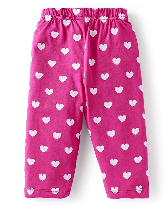 Babyhug Cotton Knit Full Sleeves Night Suit With Butterfly & Text Print - Pink