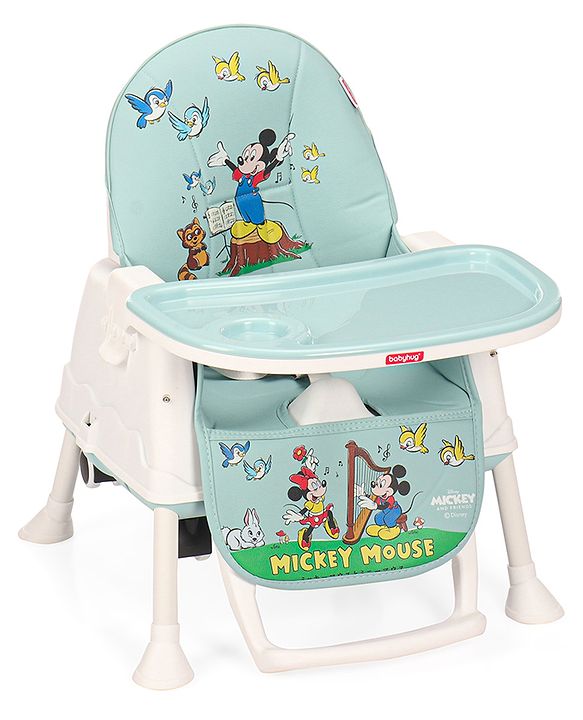 Babyhug Disney 3 in 1 Comfy High Chair With Mickey & Friends Retro Theme Print - Sky Blue