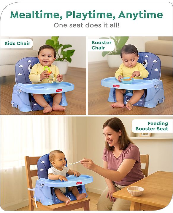 Babyhug Disney Booster Seat With Mickey & Friends Star Theme Print - Blue