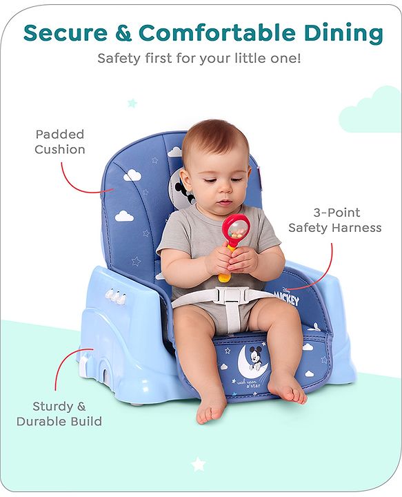Babyhug Disney Booster Seat With Mickey & Friends Star Theme Print - Blue