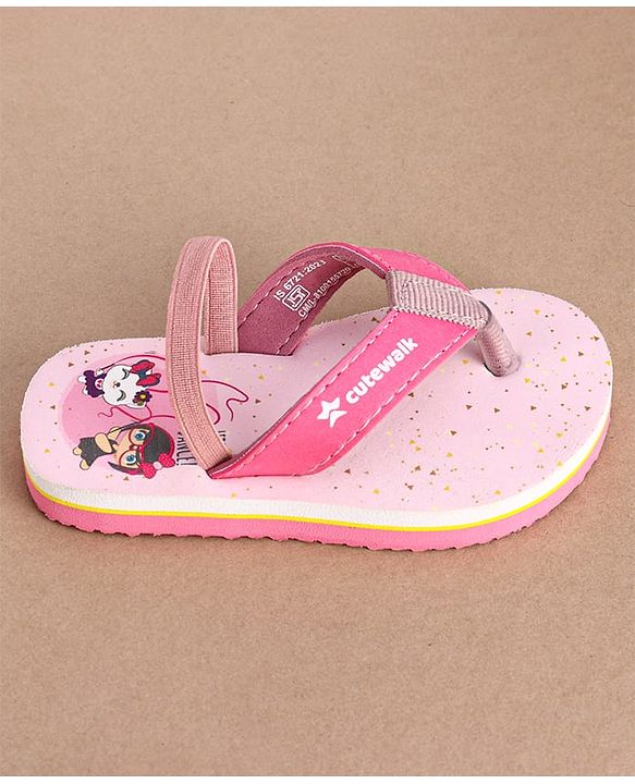 Cute Walk by Babyhug Flip Flops With Cartoon Print & Backstrap Closure  - Pink