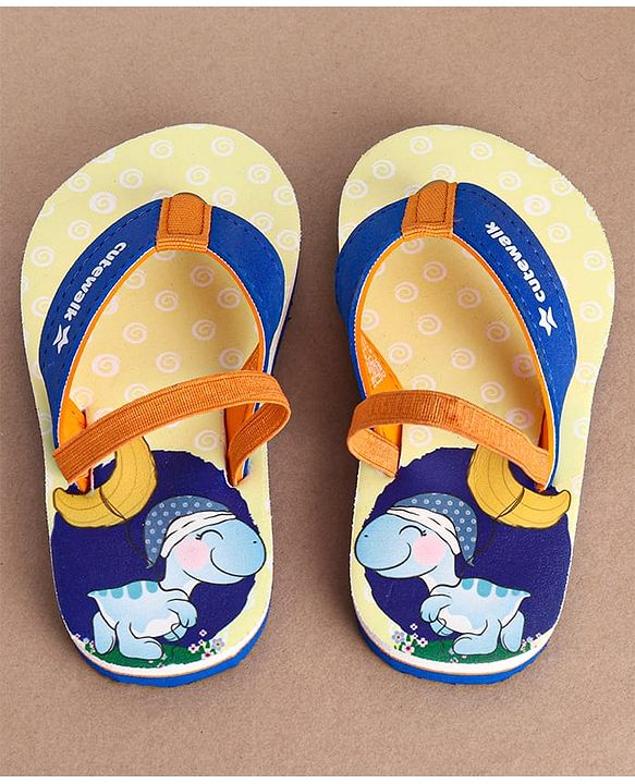 Cute Walk by Babyhug Flip Flops With Turtle Print & Backstrap Closure - Blue