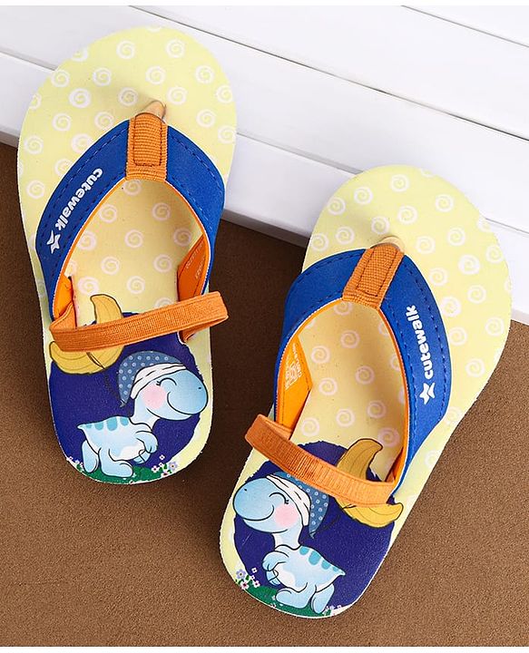 Cute Walk by Babyhug Flip Flops With Turtle Print & Backstrap Closure - Blue
